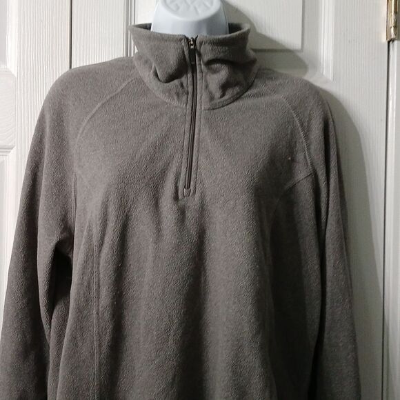 Lands' End  gray fleece turtle neck pull over therma check Sz L (14-16) - Picture 3 of 5
